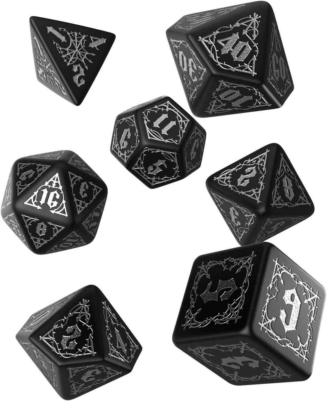 Bloodsucker Black & silver Dice Set (7), QWOBSU37, Red, standard size