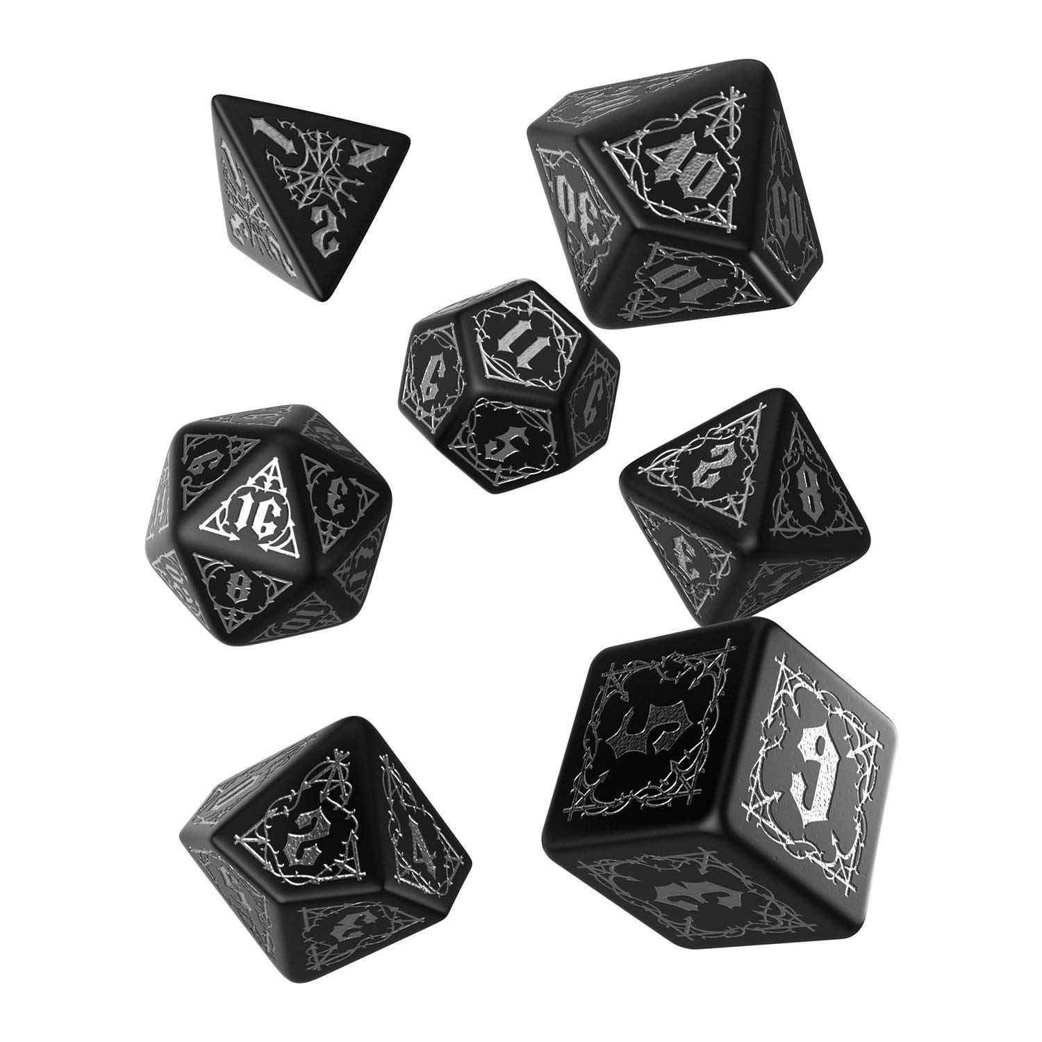 Bloodsucker Black & silver Dice Set (7), QWOBSU37