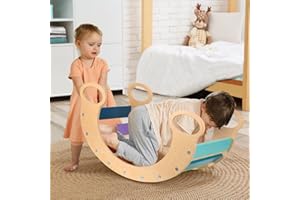 OOOK Climbing Toys for Toddlers 1-3,Indoor Wooden Montessori Climbing Set,Rocking Toy Wooden Arch Climber Play Gym for Toddler…
