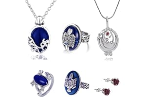 HJYZY 6 pcs The Vampire Jewellery Elena Daylight Walking Signet Damon's Stefan Ring Gilbert Opening Vervain Locket Pendant Necklace Daywalking Katherine Earring Set