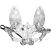 OSALADI Rabbit Masquerade Mask Half Face Bunny Mask Party for Women Costume Halloween Mardi Gras Prom