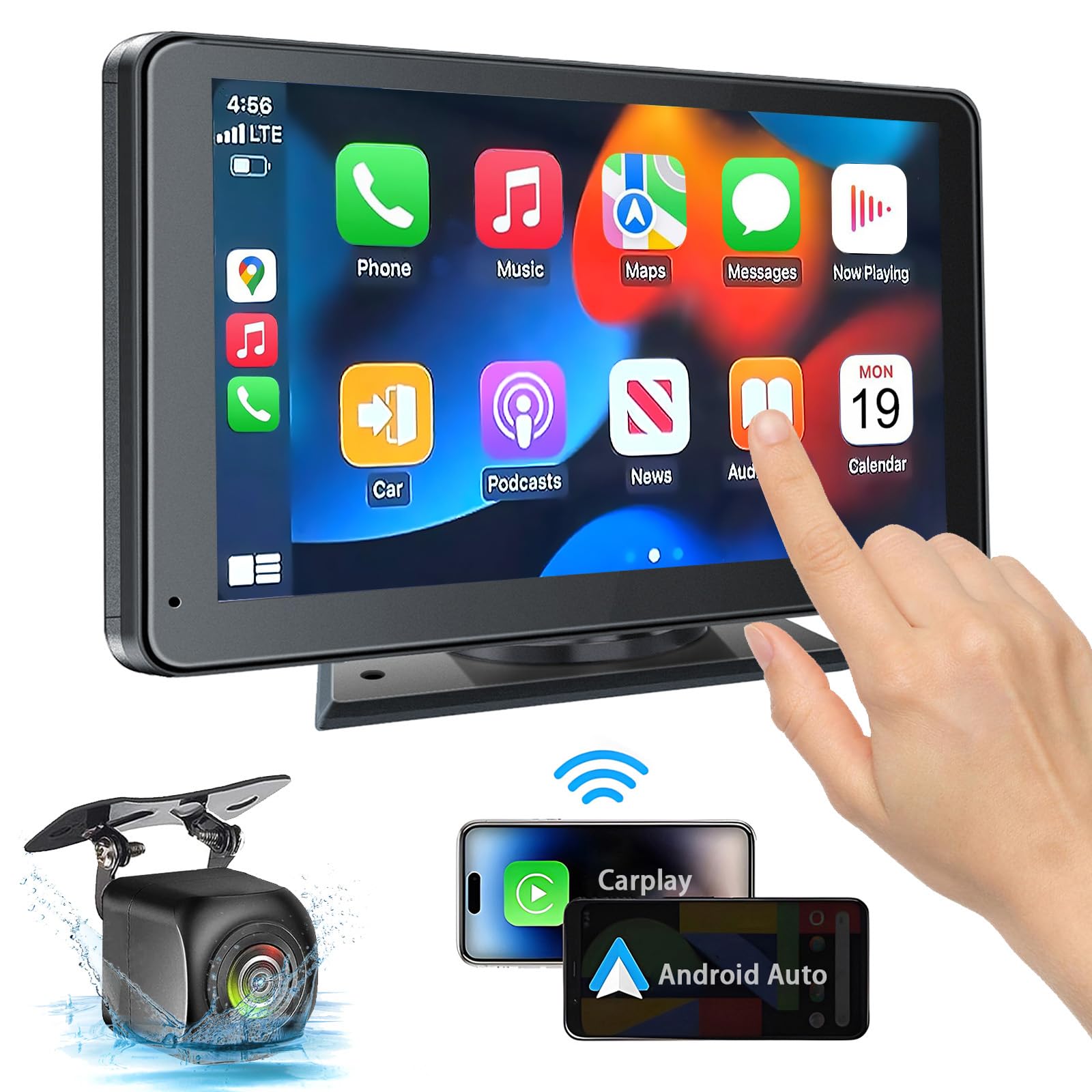 Photo 1 of Portable Wireless with Apple CarPlay and Android Auto Screen for Car, 7" HD Touch Screen Car Stereo with Mirror Link, Bluetooth 5.2, Backup Camera, AUX,FM Transmitter for All Vehicle