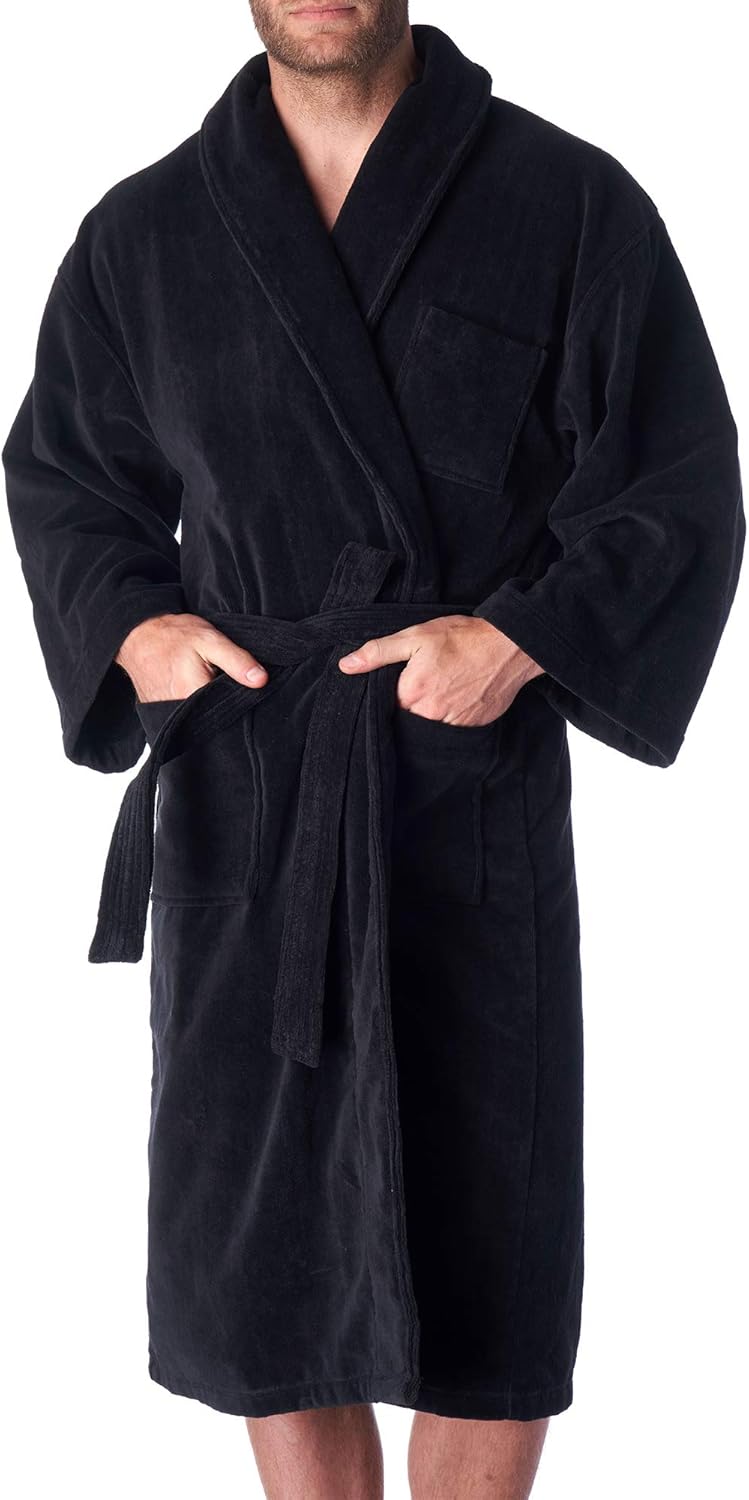 Alpine Swiss Aiden Mens Cotton Terry Cloth Bathrobe Shawl Collar Velour Spa Robe at  Men’s Clothing store