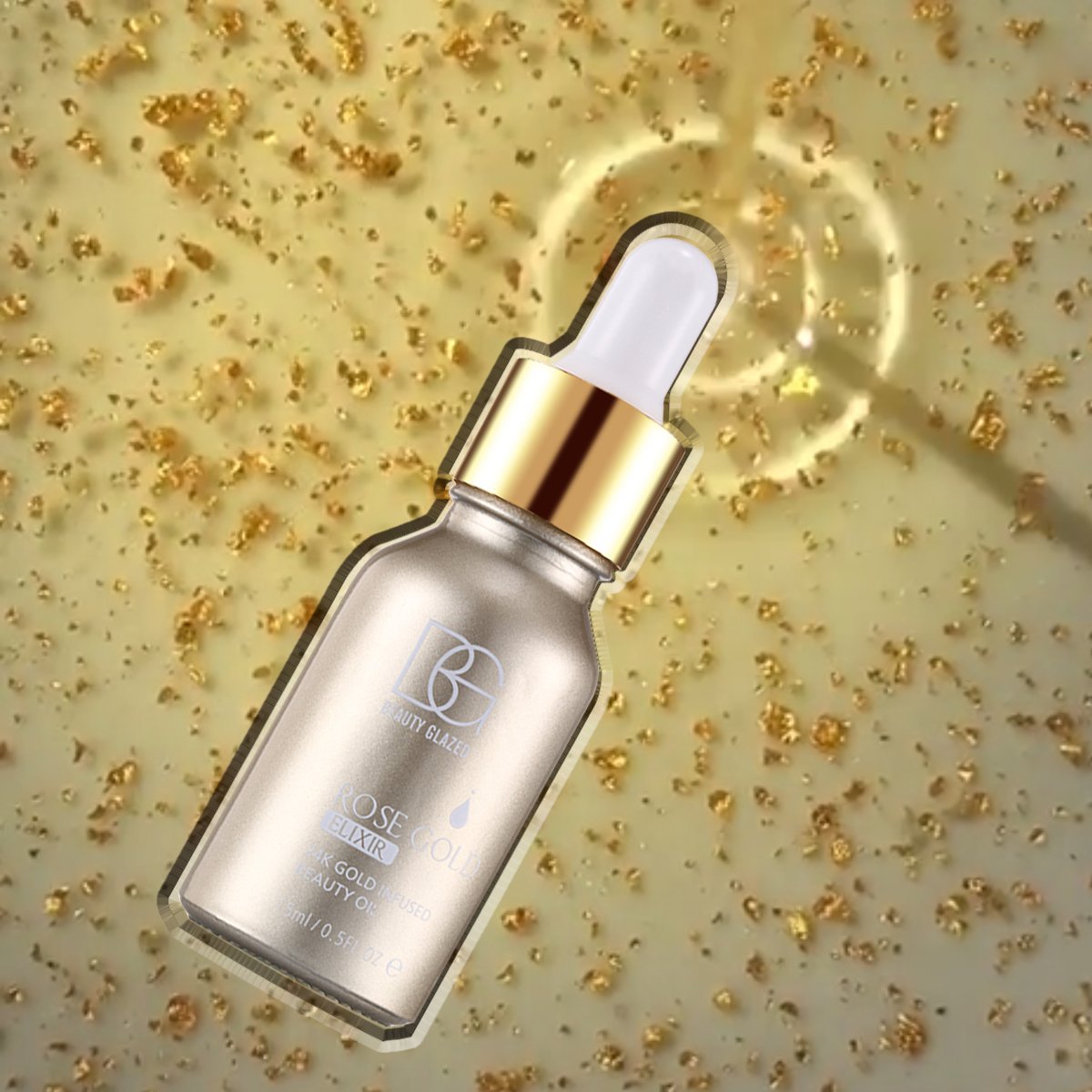 Beauty Glazed 24K GOLD INFUSED BEAUTY OIL Primer Foundation Rich in Vitamin A&E Moisturizing Anti-Aging Acne Treament acido