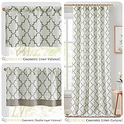 jinchan Linen Valance Curtain for Windows 16 Inch