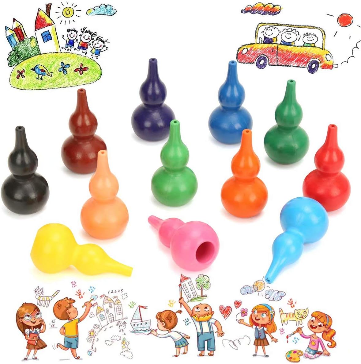 Smlper Baby Crayons for Toddlers,Washable Wax Crayons for Babies,Safe