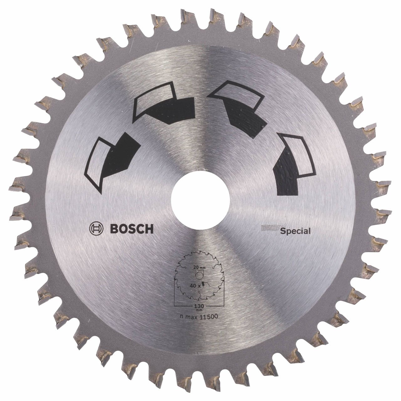 Bosch 1x Circular Saw Blade Special (for Wood, Non-Ferrous Metals, Plastic, Ø 130 x 2.2/1.6 x 20/16 mm, 40 Teeth, FT, with 1x Reduction ring 16 mm, Accessories for Circular Saws)