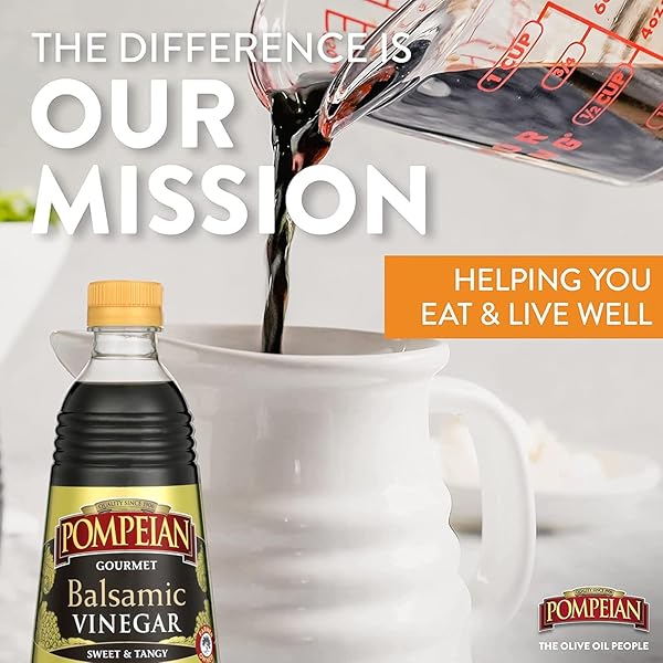 POMPEIAN GOURMET BALSAMIC VINEGAR – 16 FL OZ, 473 ML – VINEGAR FOR COOKING – SWEET AND TANGY FLAVOR FOR SALAD DRESSINGS, MARINADES, AND SAUCES