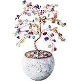 Runyangshi Chakra Crystal Tree of Life - 8" Large Natural Healing Crystal Tree, Bringing Money, Good Luck, Positive Energy for Home Decor, Feng Shui Gifts, Office Desk Ornament