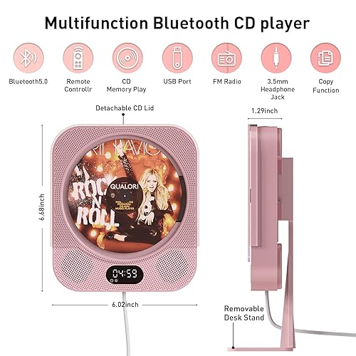 QUALORI CD Player Portable with Bluetooth Desktop Music Player Dual 並行輸入 Mp3 Player With Bluetooth QUALORI CD Player Portable With