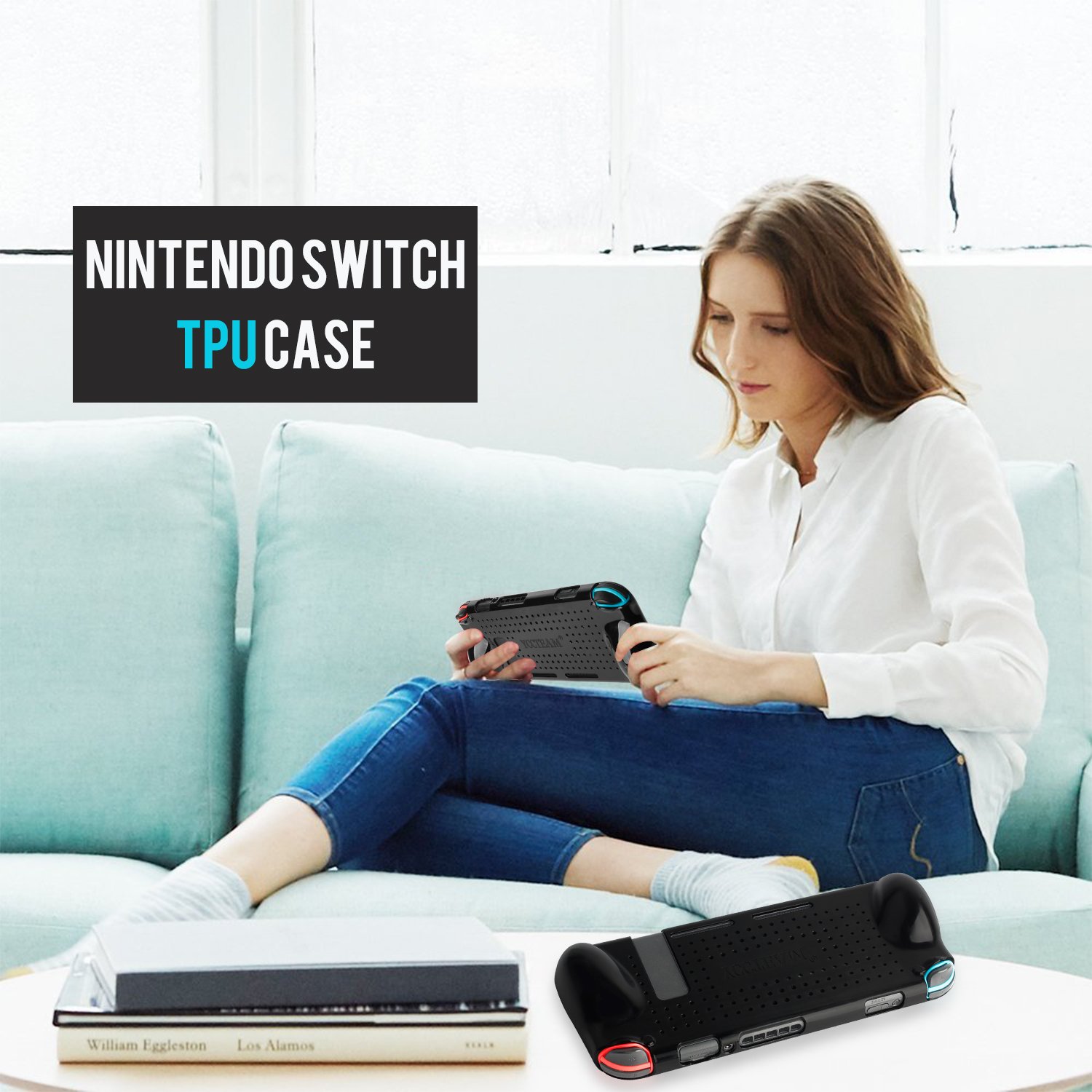 Protective Case for Nintendo Switch 2018，Grip Cover Case with Shock-Absorption and Anti-Scratch Design Soft & Comfortable TPU Case for Nintendo Switch Console (Black)
