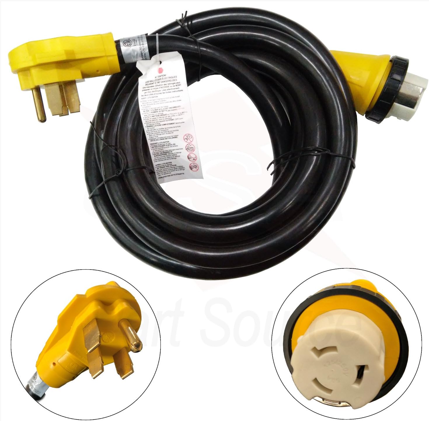 New 15 Foot RV Power Cord Adapter 15 ft 50 amp Detachable Cable with Twist Lock