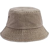 Zrughno Bucket Hat for Men and Women Summer Packable Washed Denim Cotton Sun Hat Beach Hats for Fishing Hiking Travel Outdoor