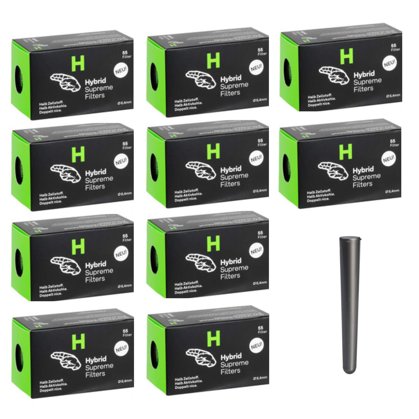 kogu Hybrid Supreme Filters Half Cellulose Half Activated Carbon 6.4 mm Including J.Case (10 x 55 Pieces)