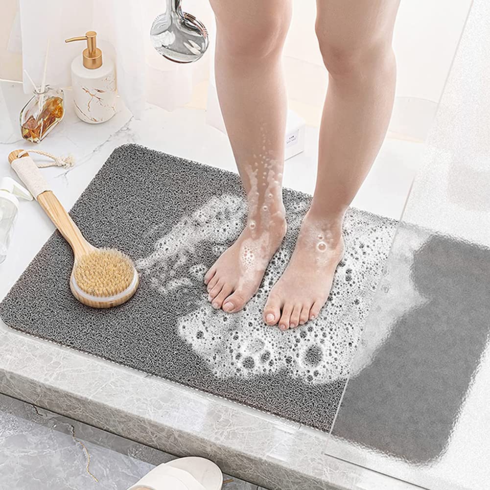 Loofah Shower Mats for Inside Shower 40x100cm Long Shower Mat Non Slip Anti Mould Soft Large Bath Mat for Bathroom(Grey) — image 1