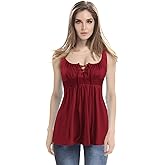 MOONCOLOUR Women's Sleeveless Lace Up Casual Tank Tops Tunic Solid Blouse