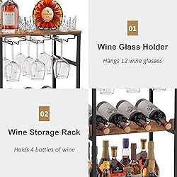 DLPIN 3-Tier Freestanding Wine Rack, with Hanging