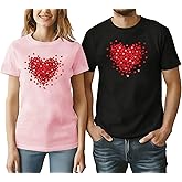 Valentine's Matching Couples Shirts Love Heart Print Graphic Shirt Husband Wife Short Sleeve Tees Tops