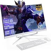 MECHAZER 27 inch All-in-One Desktop Computer, Curved FHD Display All-in-One Computer 16GB DDR 512GB ROM SSD Core i7 7700HQ Bluetooth 5.0 Dual Band WiFi with Mouse and Wired Keyboard