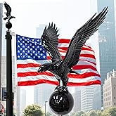 iElyiEsy Eagle Flagpole Topper with Ball - Weatherproof ABS Ornament Fits 20ft 25ft 30ft Flag Poles - Patriotic Outdoor Decor for Home Garden