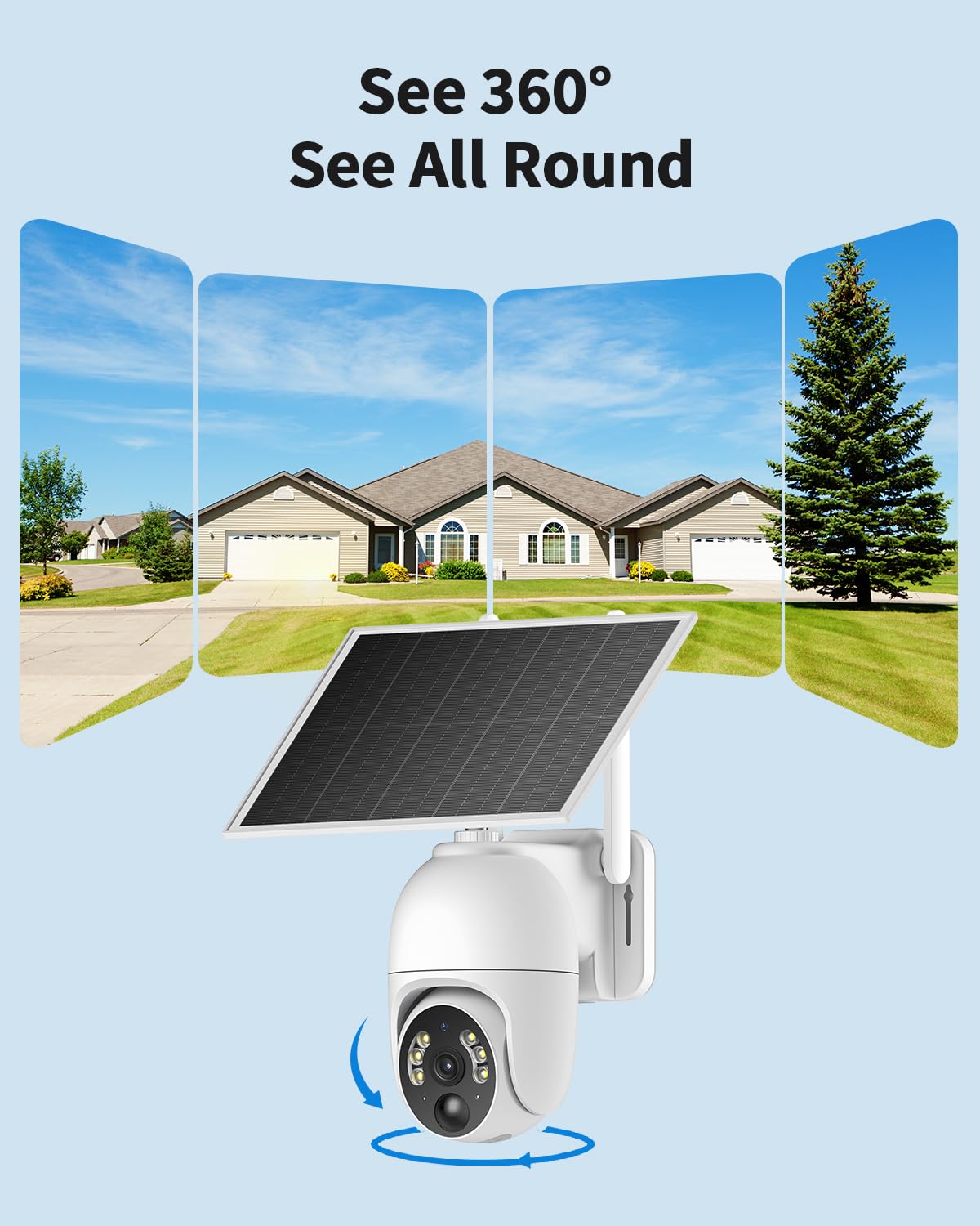 Oculview 4G LTE Cellular Security Camera, No WiFi Needed Security Solar Cameras with SIM Card Wireless Outdoor, 2K HD Video, 360° View, Color Night Vision, PIR Motion