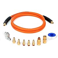 FYPower 10 Pieces Hybrid Lead-in Air Hose kit, 3/8 Inch x 6 ft Whip Air Compressor Hose Kit, 1/4" NPT Air Coupler and Plug, I