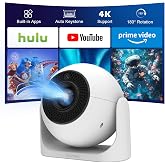 Mini Projector with WiFi 6 and Bluetooth 5.2, Movie Projector Android 13 | 4K Support, Auto Focus &amp; Auto Keystone Correction, 5W Speaker, 180&deg; Rotatable Portable Projector for Ceiling, Phone, Laptop