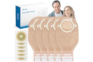 HEAGIMED 60pcs Ostomy Supplies Colostomy Bags, 2 Piece Colostomy Bags, Drainable Pouches with Closure for Ileostomy Stoma Care, Cut-to-Fit, 70mm Max (40 x Ostomy Bag + 20 x Skin Barrier）