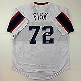 Facsimile Autographed Carlton Fisk Chicago White Retro Reprint Laser Auto Baseball Jersey Size Men's XL