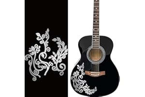 PLIGREAT 2 Pack Silver Flower Vine Guitar Guard Board Stickers Removable Guitar Decals DIY Gifts for for Bands Electric Bass Acoustic Guitars Players String Instrument Decoration Guitars Panel Sticker