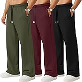 Neer 3 Pack Men's Sweatpants Lightweight Athletic Drawstring Open Bottom Pants Workout Running Lounge Pants with Pocket