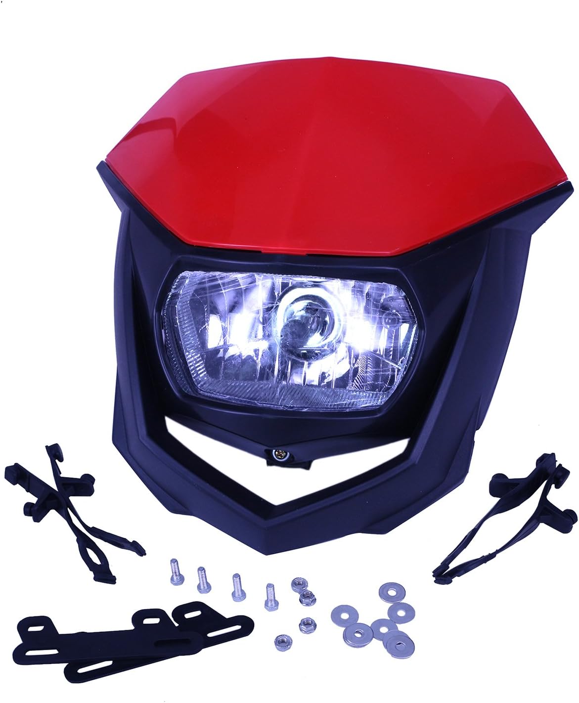 ZJTG AUTOMOTIVE Universal Headlights Headlamp StreetFighter For CR85 125 CR150 CR250 CR500 CRF230 CRF250 CRF450 CRF250R CRF250X CRF450R CRF450X red
