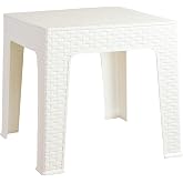 Sunnydaze Outdoor Plastic Side Table for Patio, Square, White | 18.5&rdquo; W, No Assembly Needed, Easy to Clean, Modern Outdoor End Table for Balcony or Patio, Small Adirondack Table for Outside