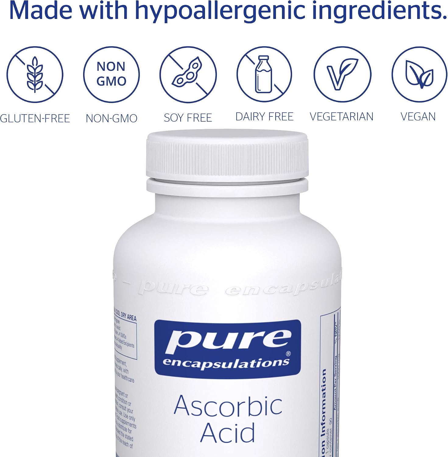 Pure Encapsulations Ascorbic Acid - 1000mg Professional Strength Vitamin C - Hypoallergenic Supplement - 90 Capsules - Image 5