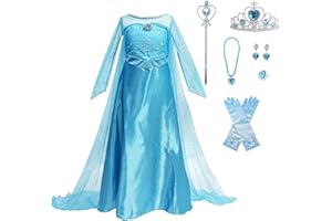 Princess Dress Up for Girls Frozen Cosplay Costume Outfits with Accessesories for Halloween Birthday Party