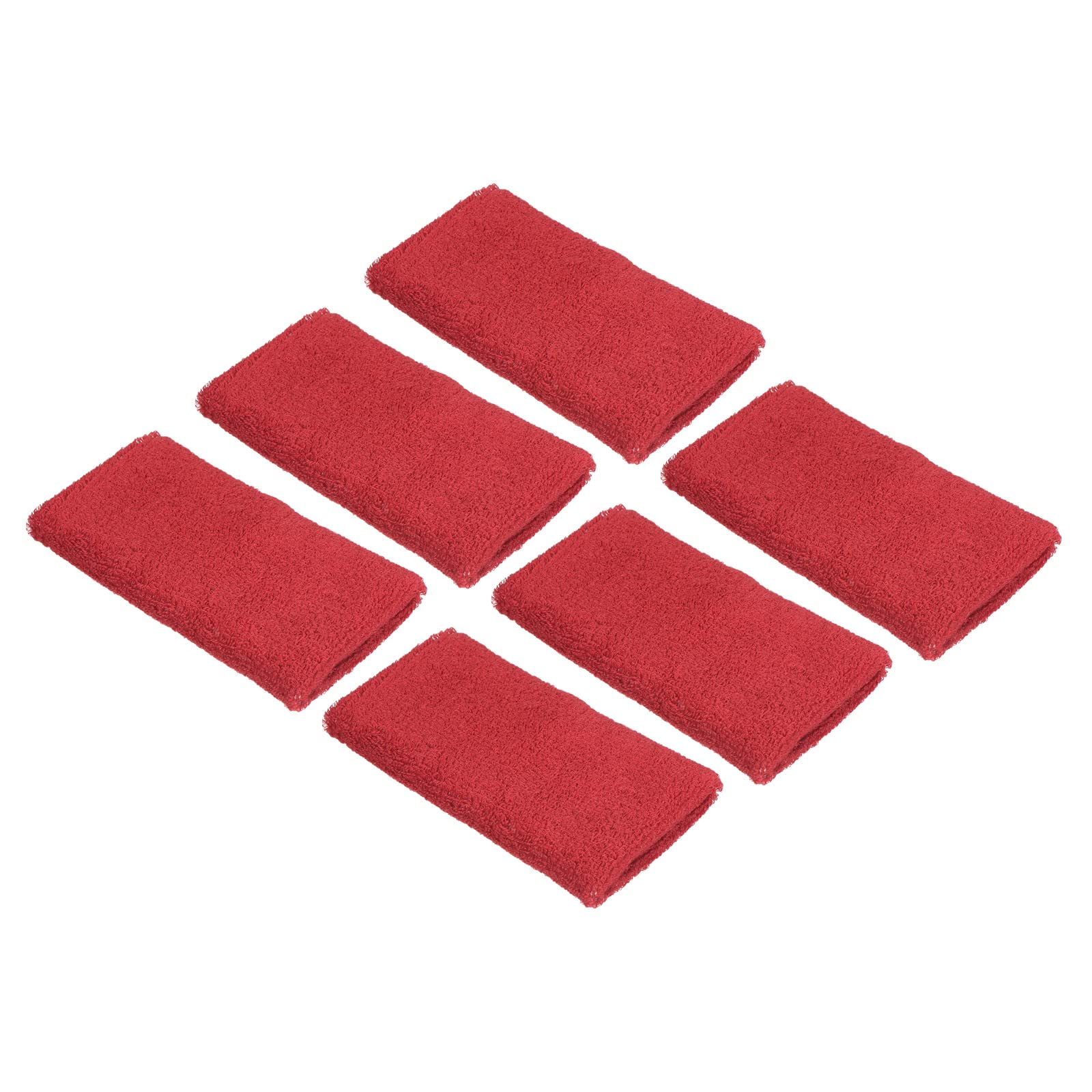PATIKIL Sports Wristbands 8x15cm, 6 Pack Cotton Terry Cloth Absorbent Sweatband for Tennis Basketball Working Out Athletic Running, Red