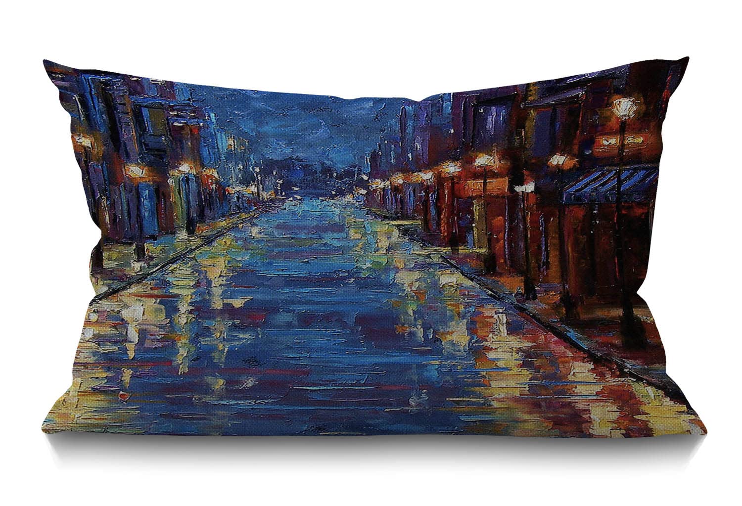 BGBDEIA Oblong Cushion Cover Farmhouse 12x20 Inch Soft Linen Throw Pillowcase New Orleans Bourbon Street Watercolor Painting Pillow Cover for Couch Bed Sofa Chair,30 x 50 cm