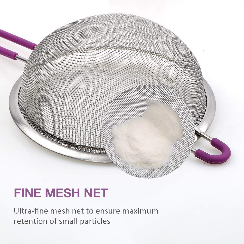 4.5 and 7 Sizes Ideal to Sift Flour 3 Stainless Steel Mesh Strainers