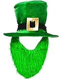 St. Patricks Day Costume Green Leprechaun Top Hat And Beard