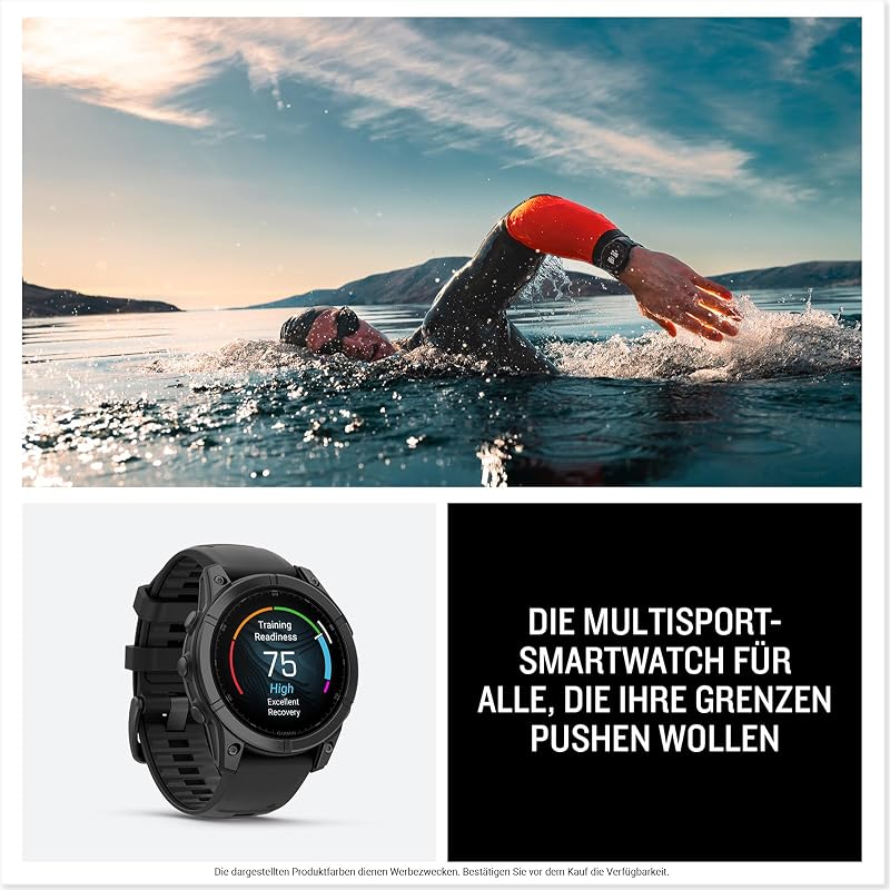 Fenix E, 47 mm, GPS-Multisport-Smartwatch, Schwarz/Schiefergrau