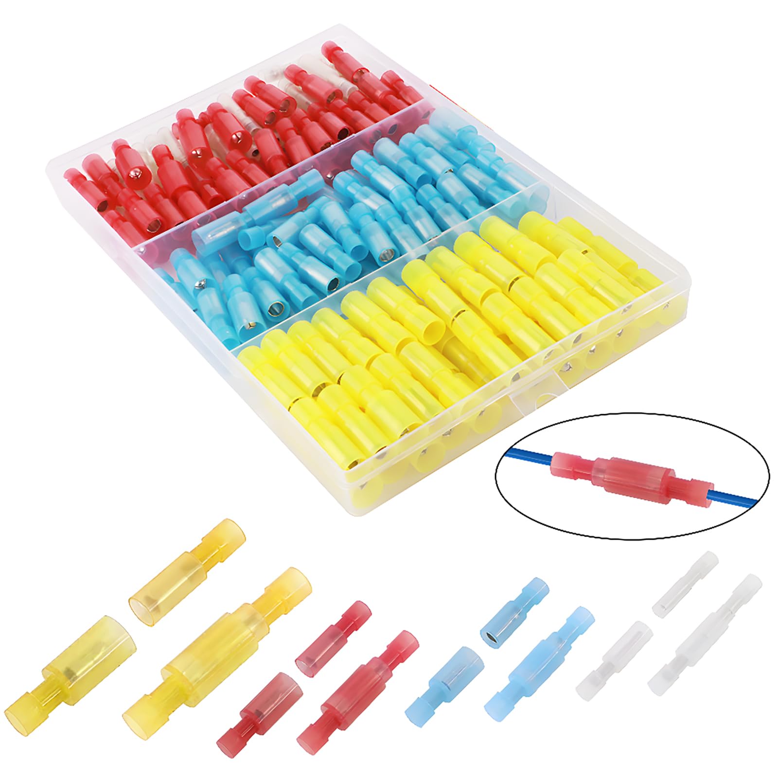 CESFONJER 170 Pieces Bullet Wire Connector Crimp Terminal | Insulated Crimp Terminals | Bullet Butt Connectors | Insulated Male/Female Connector