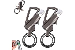 KoovDem Keychain Lighter， 2 Pack Metal Match Kerosene Lighter， Reusable Waterproof Windproof Permanent Strike Anywhere， with Multitool Bottle Opener, for Outdoor Survival Gift for Men(Black)