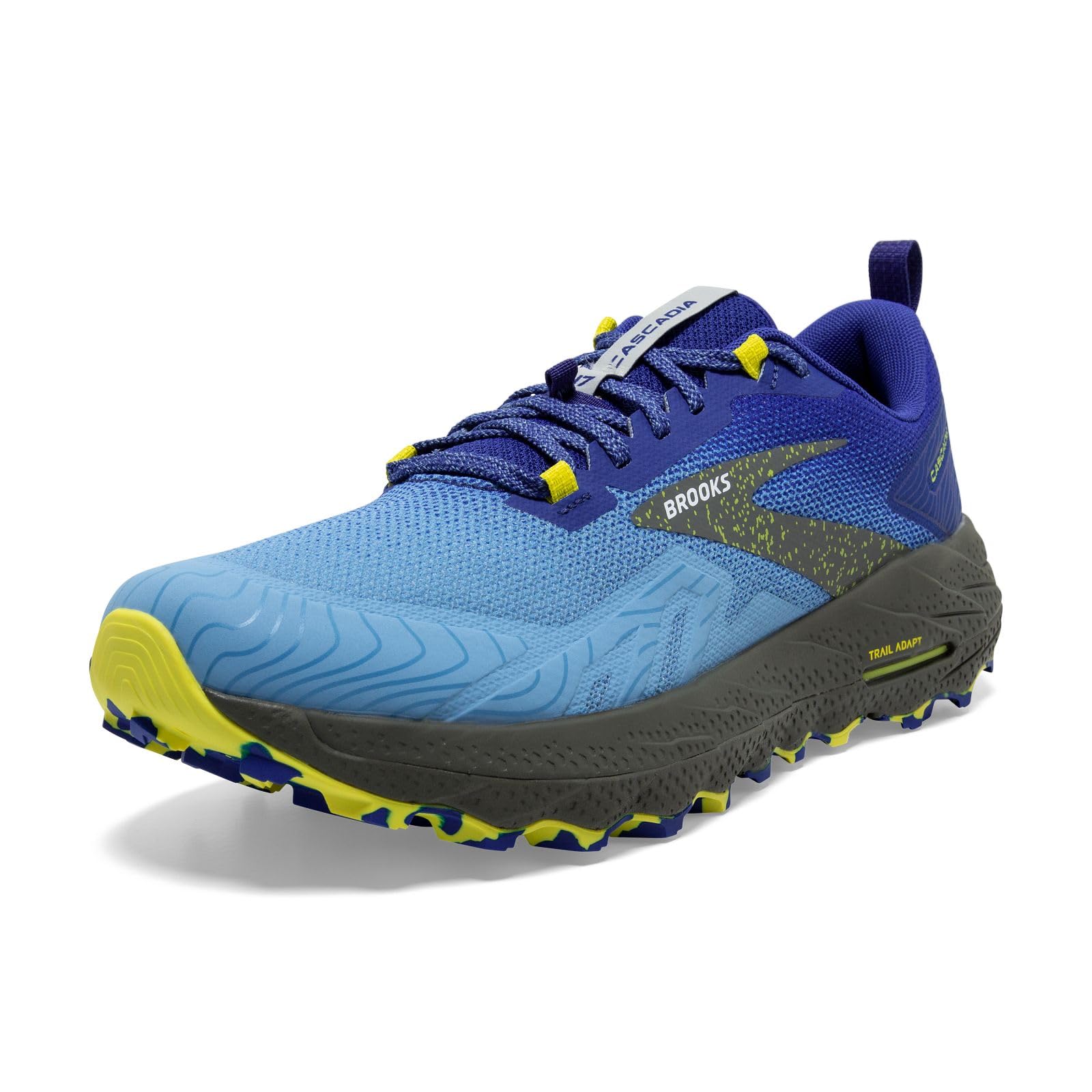 Brooks Men’s Cascadia 17 Trail Running Shoe - Blue/Surf The Web/Sulphur - 7 Medium Image