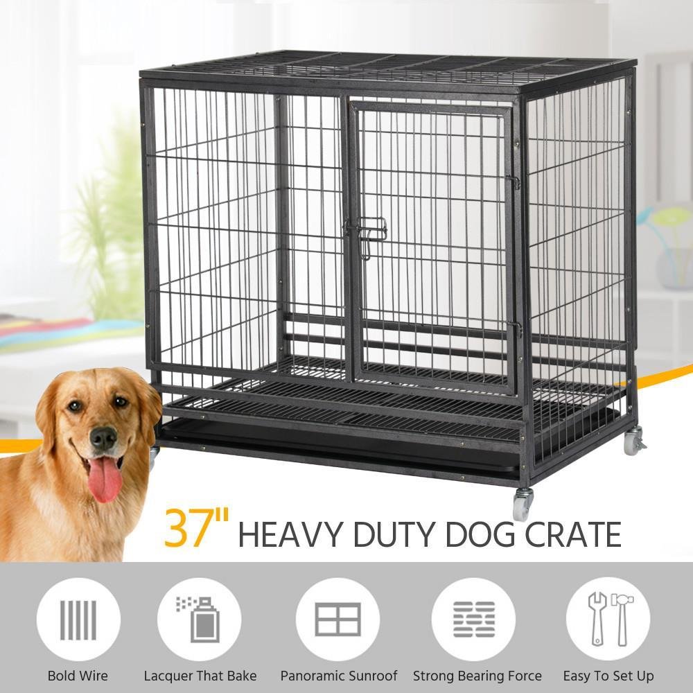 Yaheetech Strong Metal Dog Cage Pet Kennel Crate Playpen Large Dogs W
