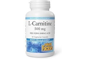 Natural Factors L-Carnitine 500 mg, 60 Vegetarian Capsules, Free Form Amino Acid, Aids in Muscle Recovery, Proudly Canadian