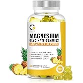 (1 Pack) Magnesium Glycinate Gummies, High-Absorption Magnesium Supplement with Calcium & Vitamins, Support Bone, Muscle, Nig