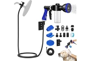 PWEZON Dog Shower Attachment Water Hose Nozzle Sprayer Set with Metal 3-Way Diverter & 6.6 Ft Long Hose, Tub Faucet for Shower Arm Easy Faucet Pup Pet Bathing Sprayer Washer Kit