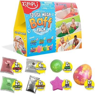 ZIMPLI 12 Use Mega Baff Gift Pack Bath Bombs Gelli Slime Crackle 12