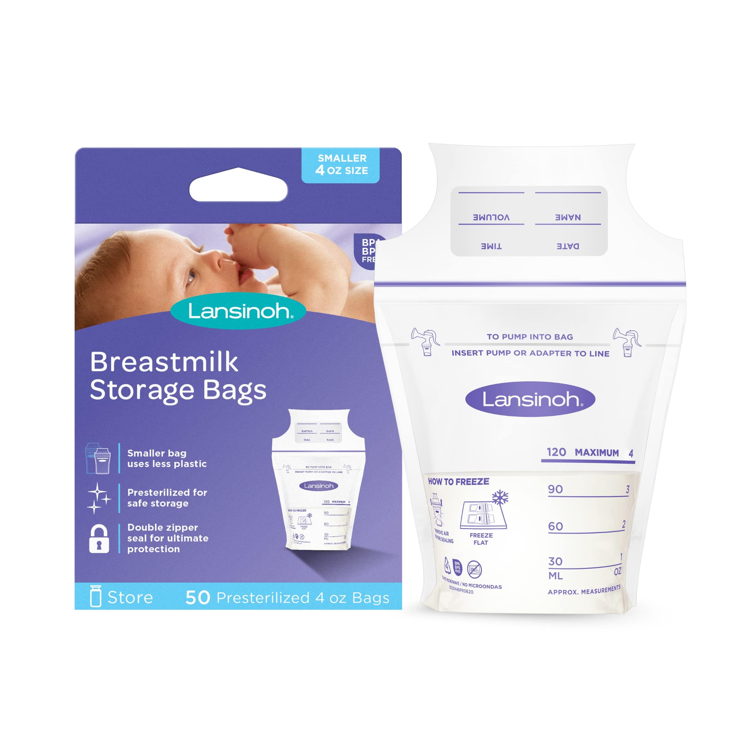 Lansinoh Breastmilk Storage Bags, 50 Count, Baby