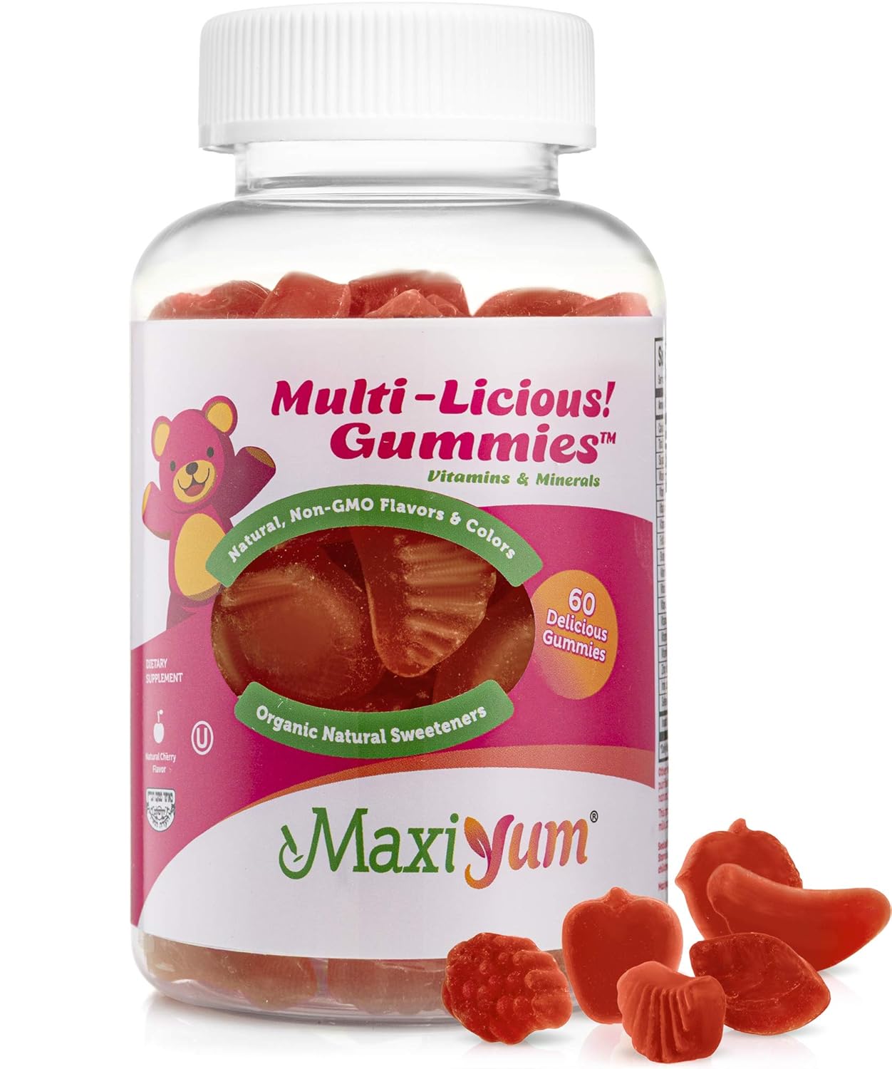 Maxi-Health Children Chewable Multivitamin Gummy - Ideal Daily Multi-Vitamin Supplement for Kids | Soft, Natural Flavors, Organic Sweeteners, Kosher | Cherry Flavor